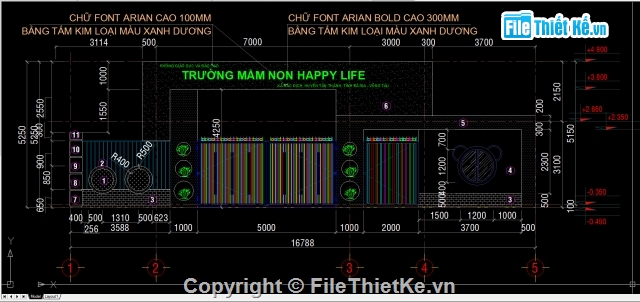 cổng trường mần non,Bản vẽ cổng trường,bản vẽ cổng trường mầm non